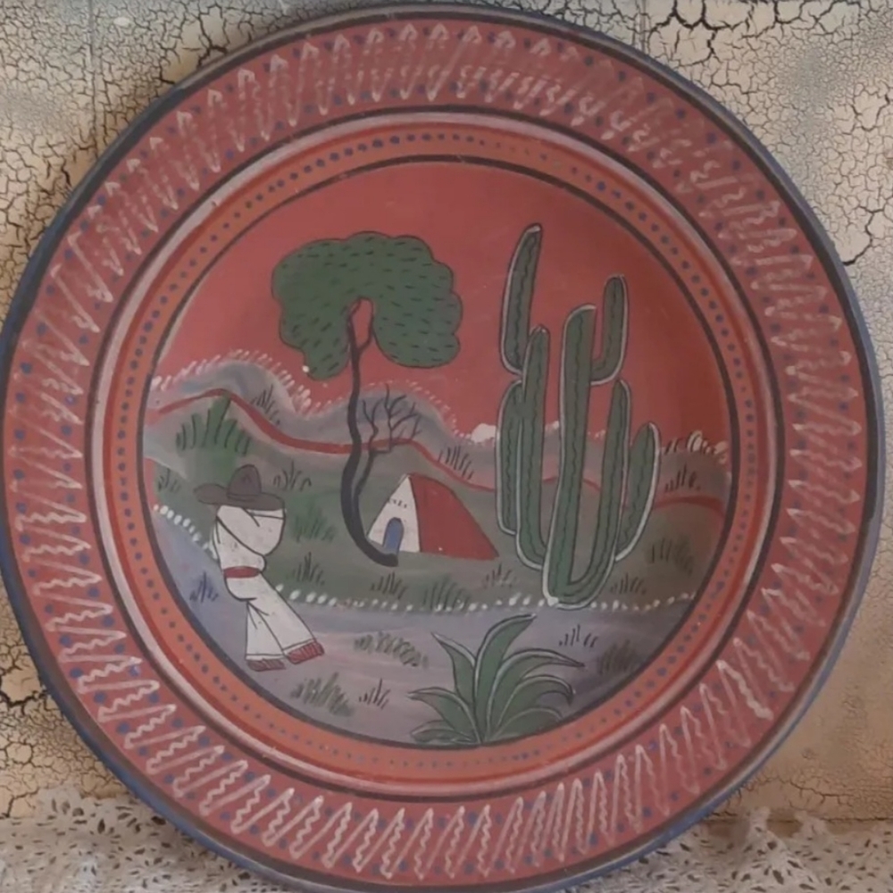 Mexican Handmade Pottery Plate stamped Made in mexico